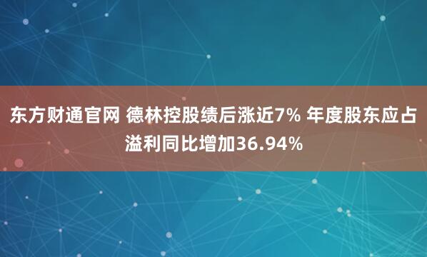 东方财通官网 德林控股绩后涨近7% 年度股东应占溢利同比增加36.94%